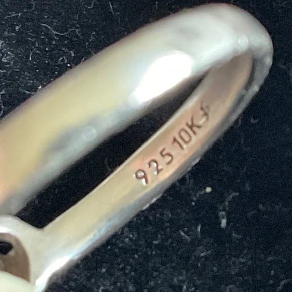 Silver and 10k solid gold ring with two real diamonds. - Picture 3 of 5